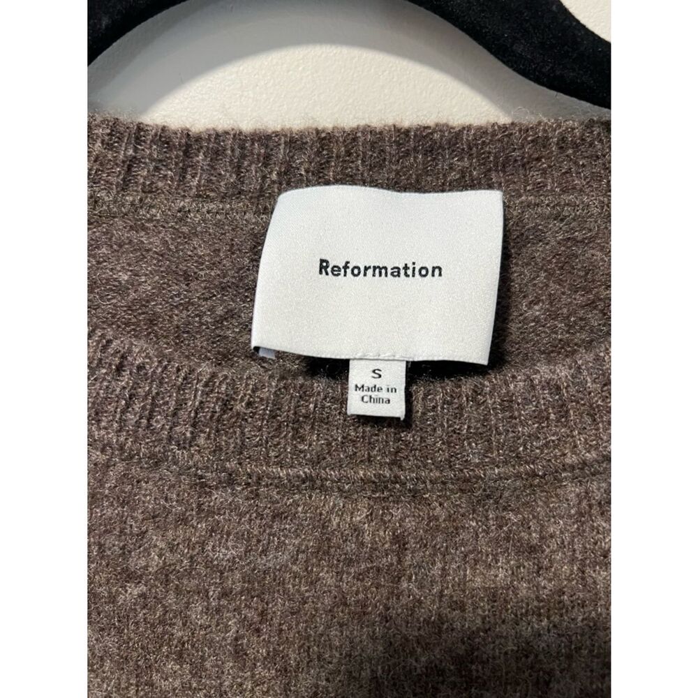 Reformation Cashmere Boyfriend Brown Crewneck Sweater Size Small - Picture 9 of 12